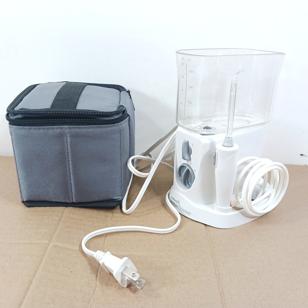 Waterpik Nano Water Flosser WP-310W White Countertop Oral Irrigator Travel Case